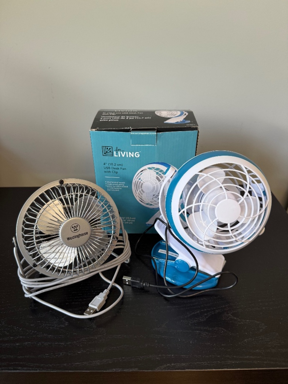 NEW Bundle of 2 USB Desk Fans | Westinghouse Metal + For Living Clip Fan